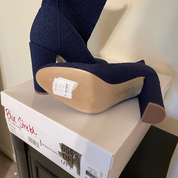 New Charles David stretch fabric booties, blue size 8 - Picture 4 of 5
